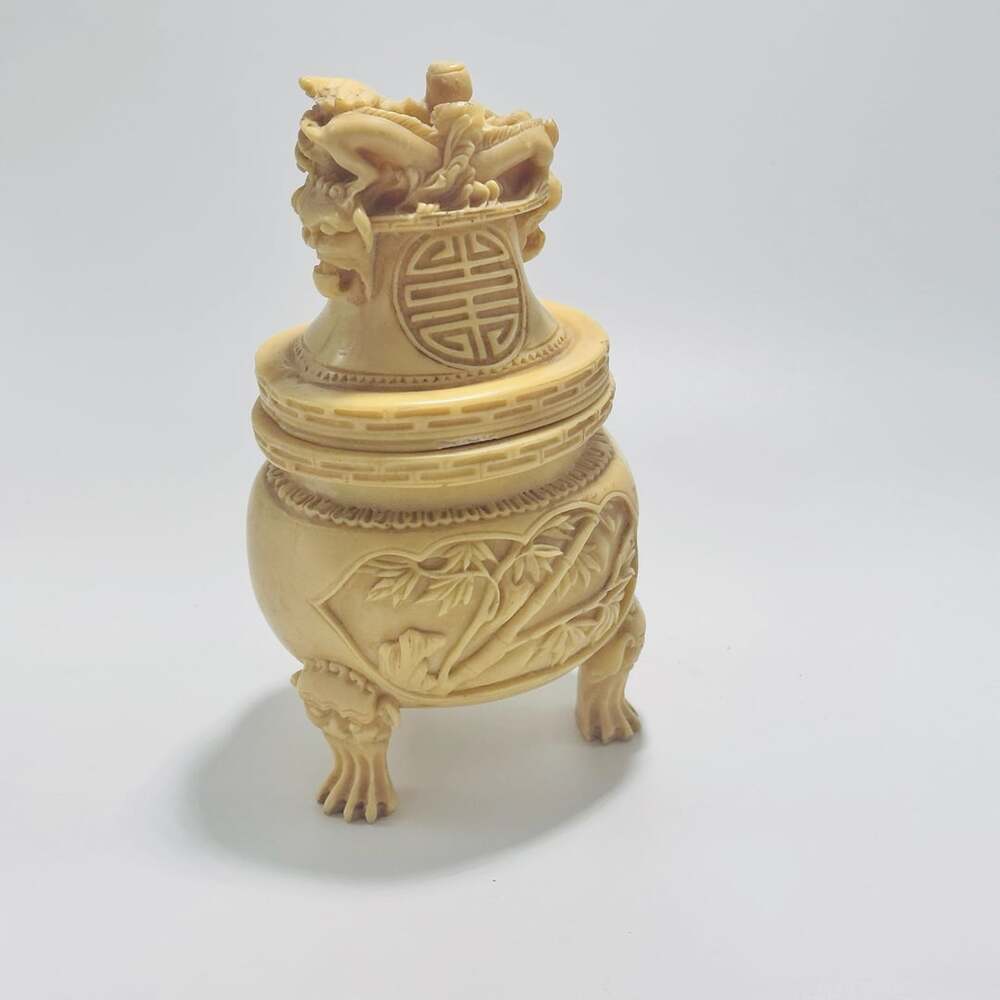 Vintage Asian Carved Resin Dragon Incense Burner